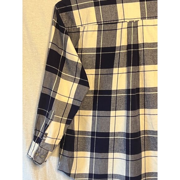 Vintage Field Gear Plaid Button-Up Shirt Navy & Cream Long Sleeve 100% Cotton XL - Picture 8 of 16